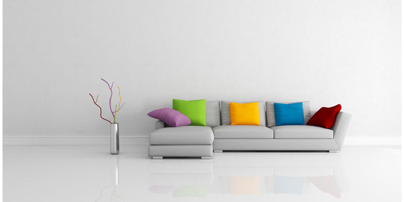 bright colored minimalist living room
